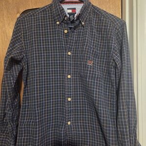 Tommy Hilfiger Navy and Yellow Plaid Shirt